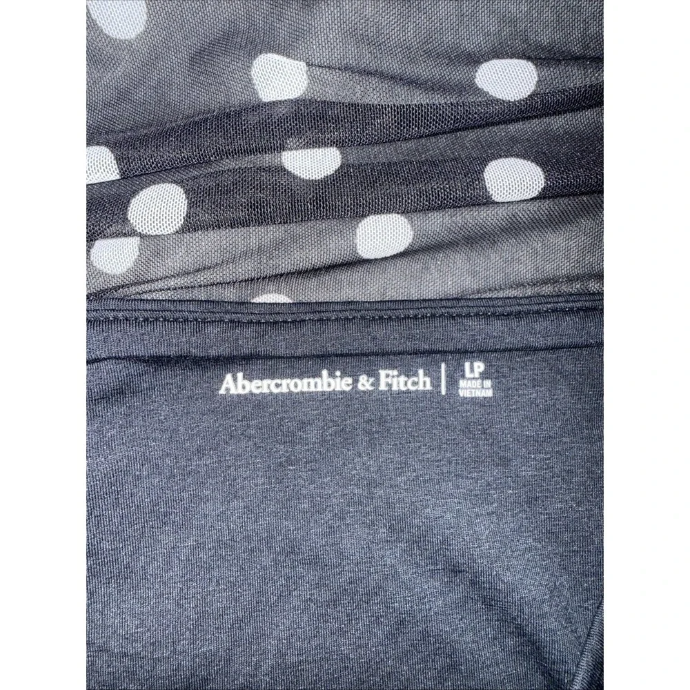 Abercrombie & Fitch Sheer Polka Dot Ruched Sides Off The Shoulder Mini Dress LP